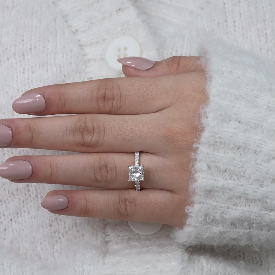 Princess Cut Diamond Hidden Halo Engagement Ring