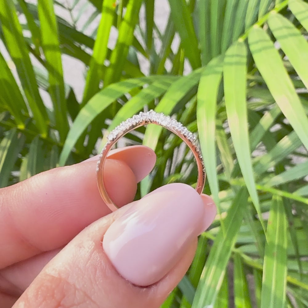 Elegant chevron lab grown diamond band crafted in rose gold