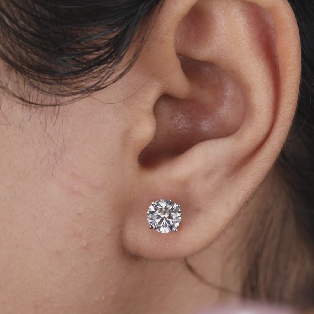 Round Diamond Stud Earrings For Women
