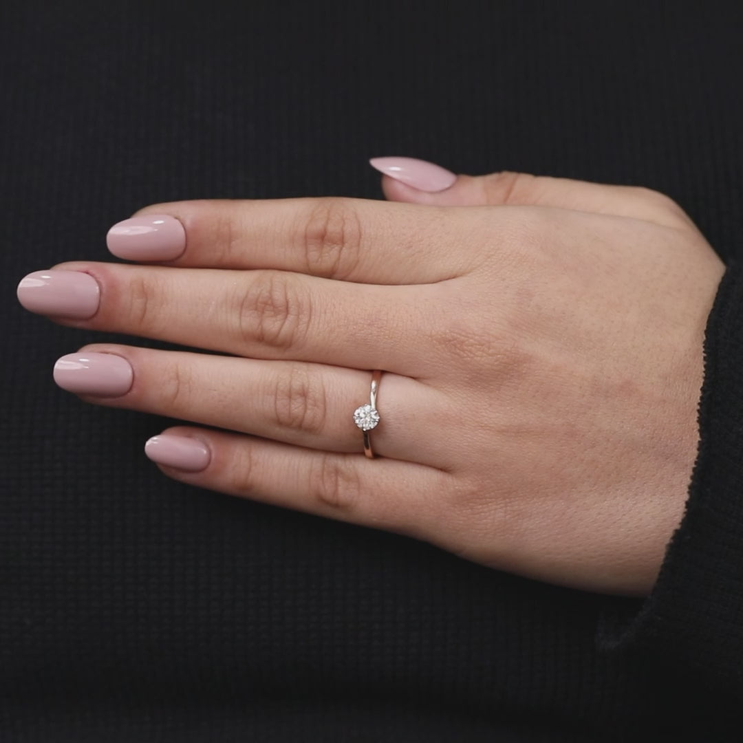 Round Cut Lab Grown Diamond Solitaire Engagement Ring with Bypass Band