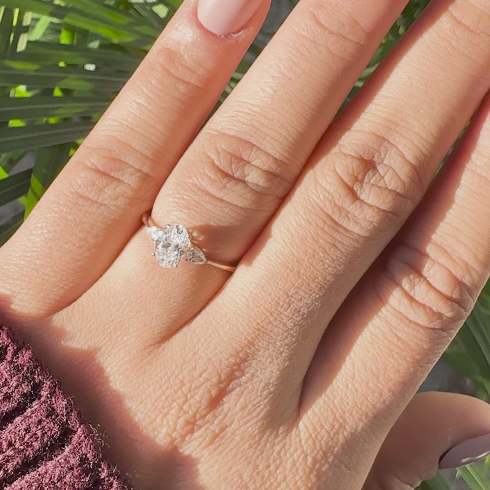 Oval Lab Diamond Three Stone Engagement Ring