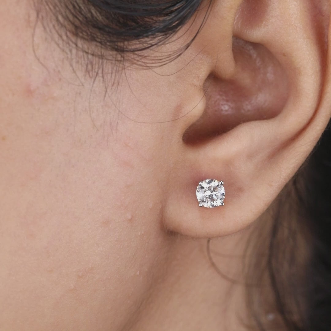 Classic Round Cut Solitaire Diamond Stud Earrings