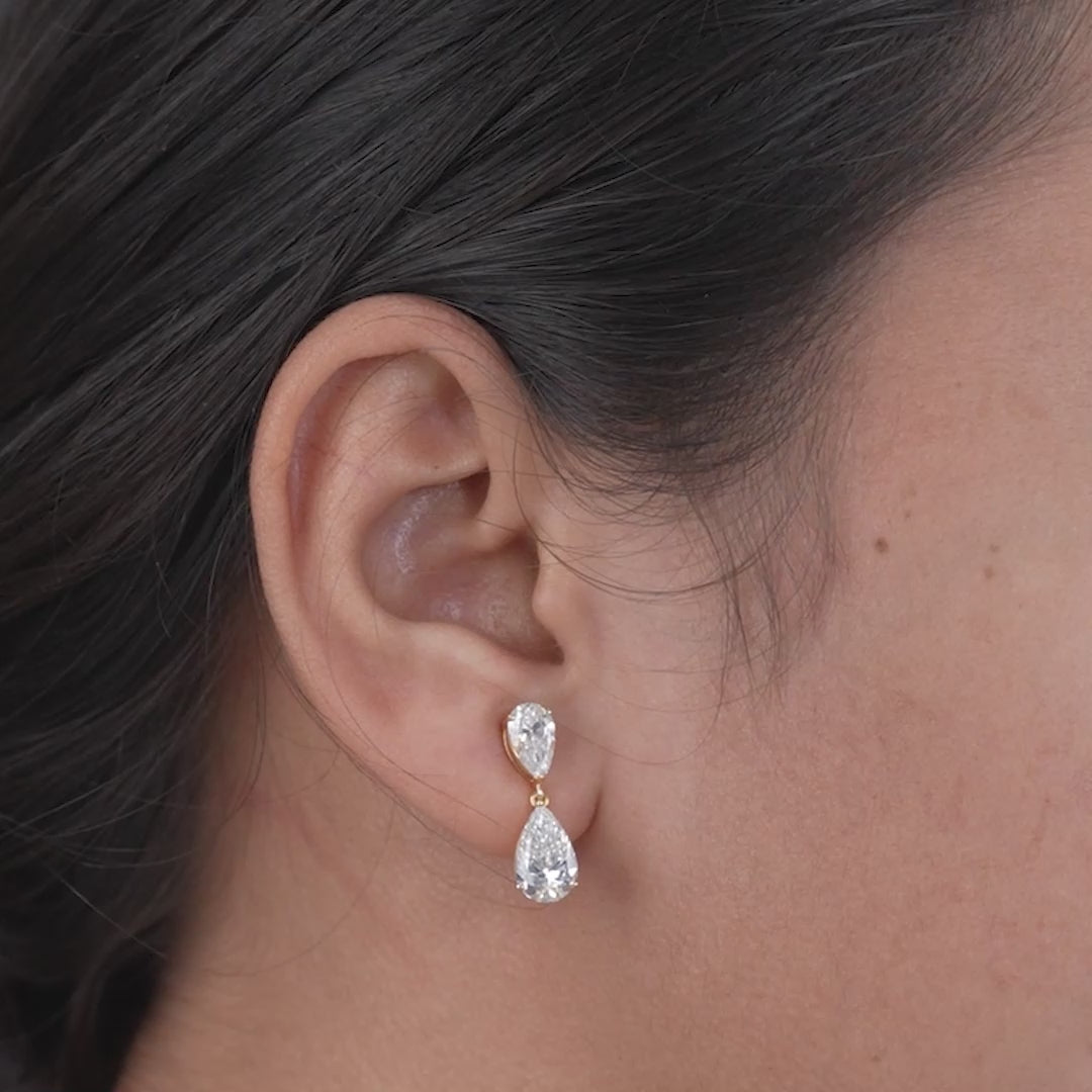 Classic Pear Shape Lab Diamond Drop Dangle Earrings