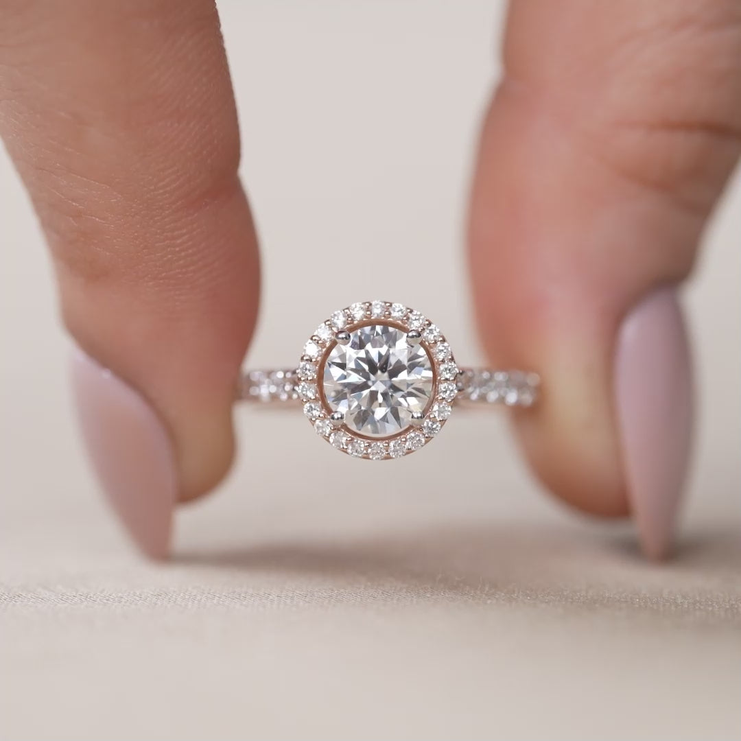Classic Round Lab Diamond Halo Engagement Ring