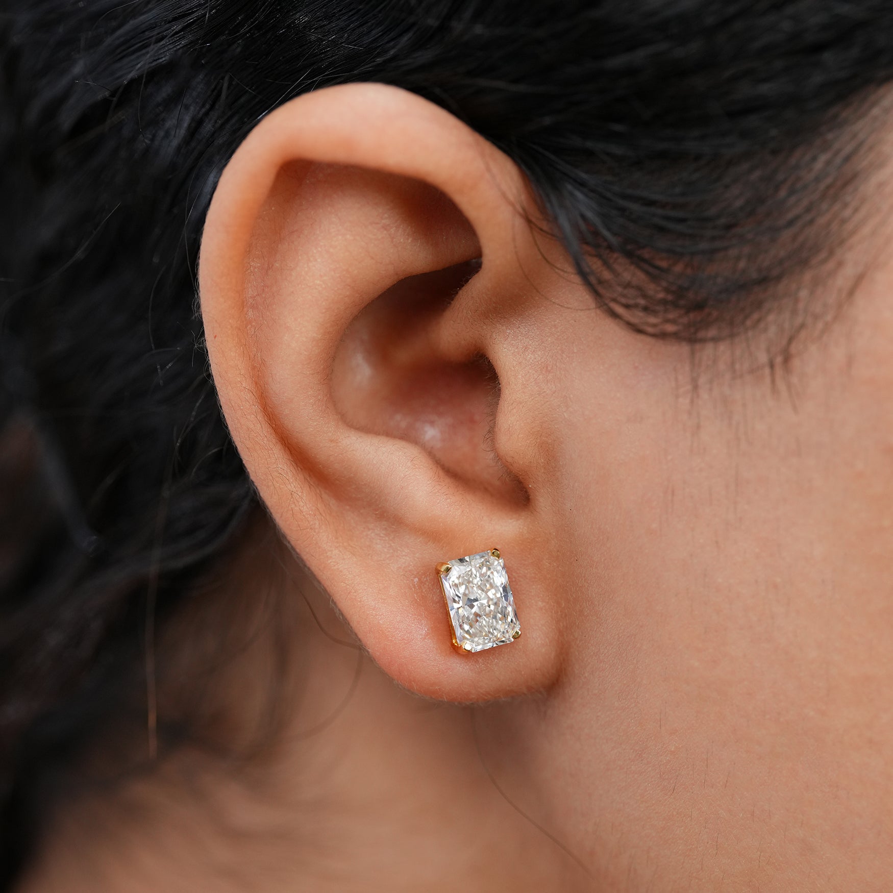 Radiant Cut Lab Diamond Stud Earrings