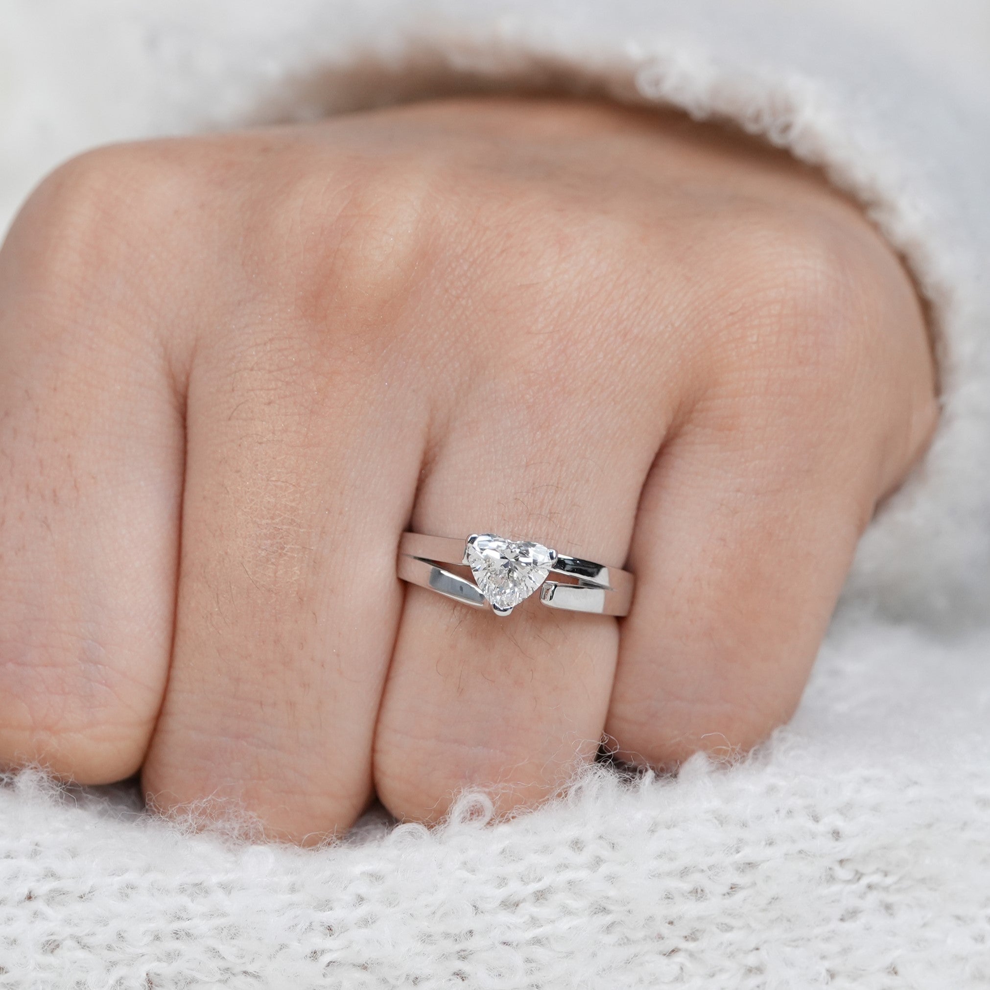 Elegant heart cut lab grown diamond ring for wife anniversary