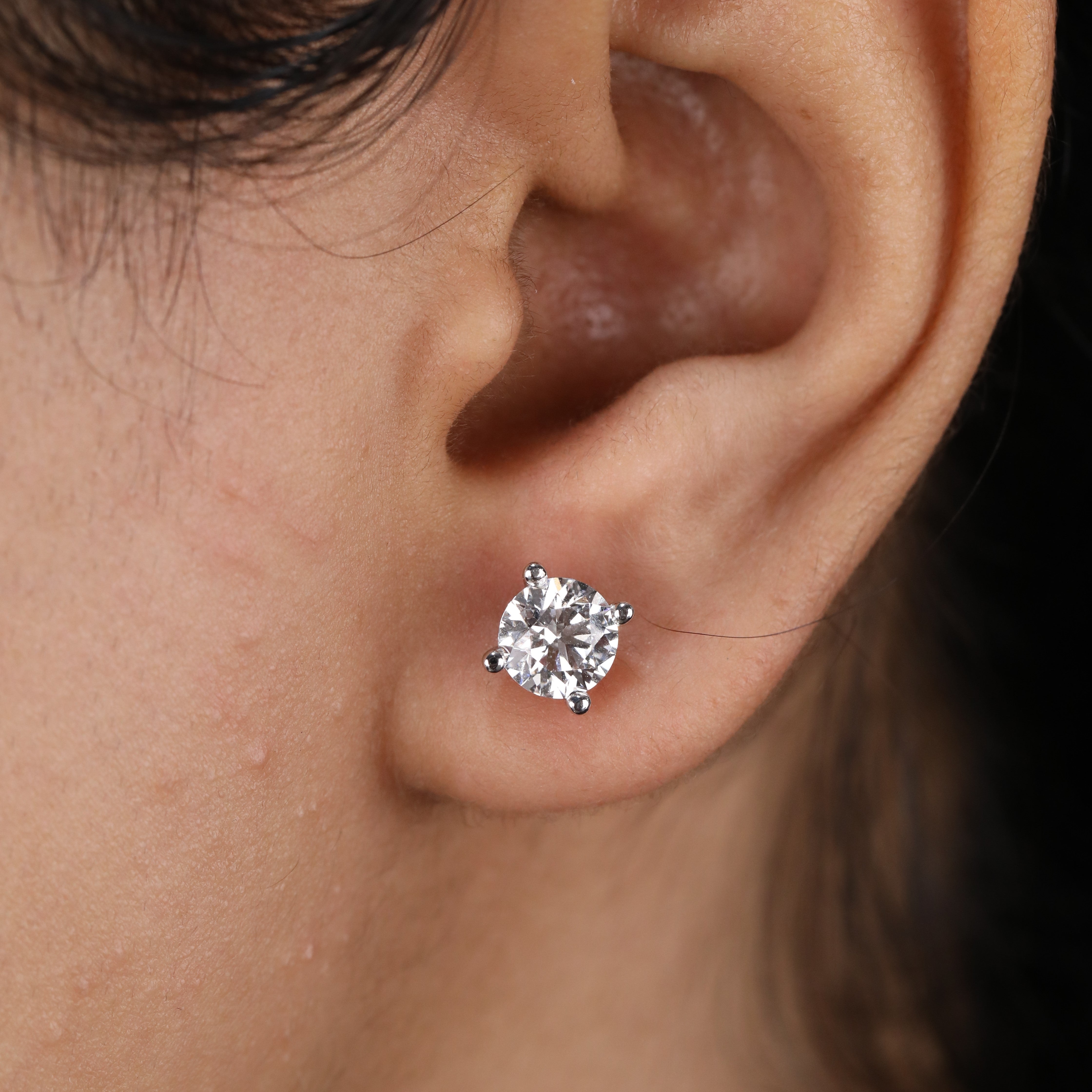 Round Lab Diamond Stud Earrings Gift For Wife, Mother