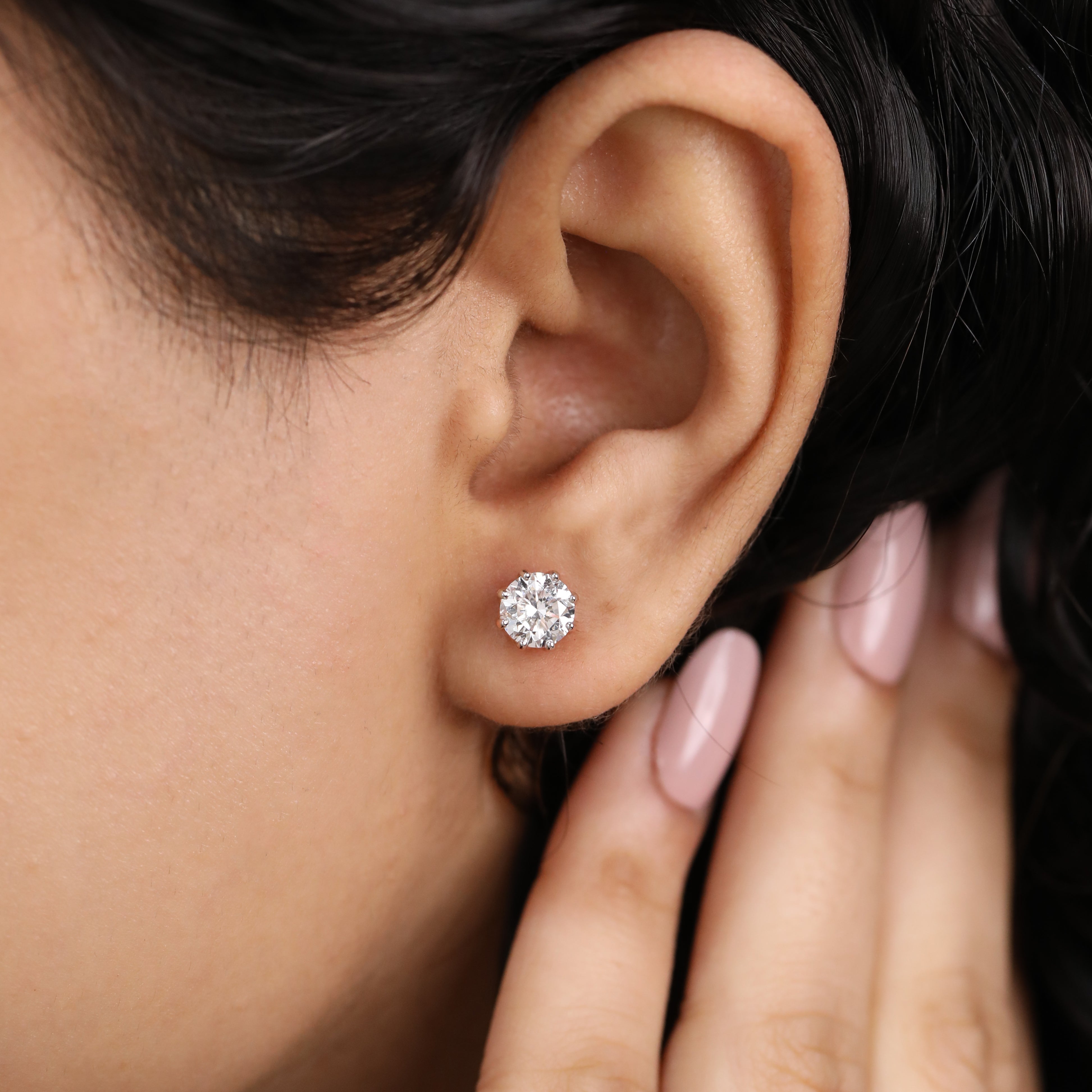 Brilliant Round Lab Diamond Stud Earrings