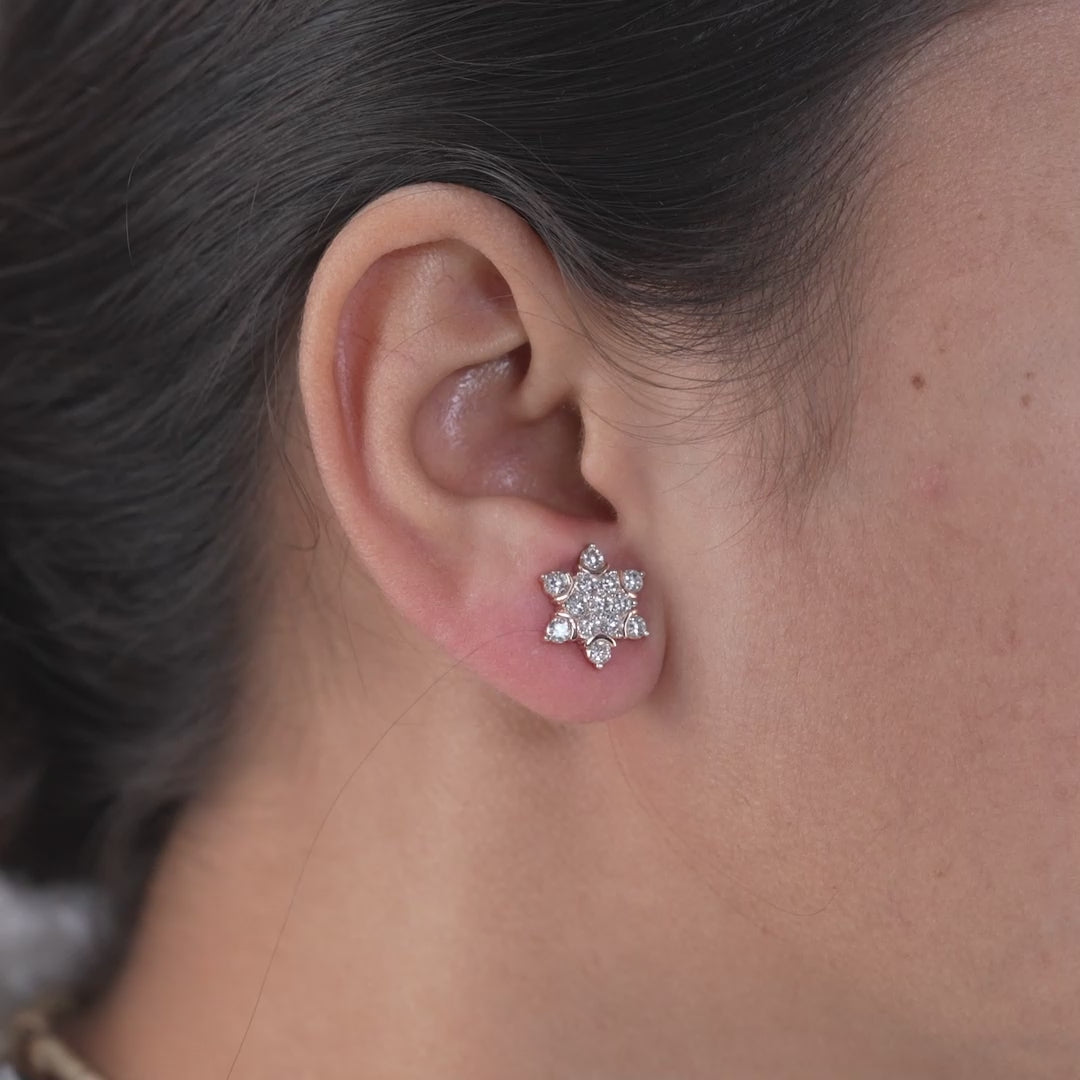 Floral Cluster Snowflake Lab Diamond Stud Earrings