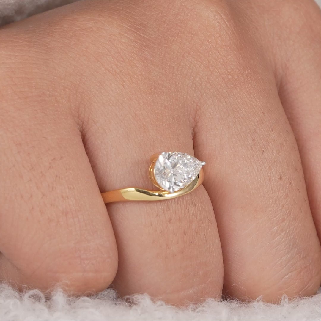 Pear Lab Grown Diamond Bypass Engagement Ring