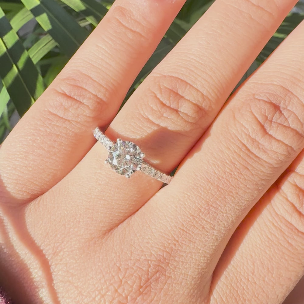 Round Lab Grown Diamond Solitaire Accent Engagement Ring