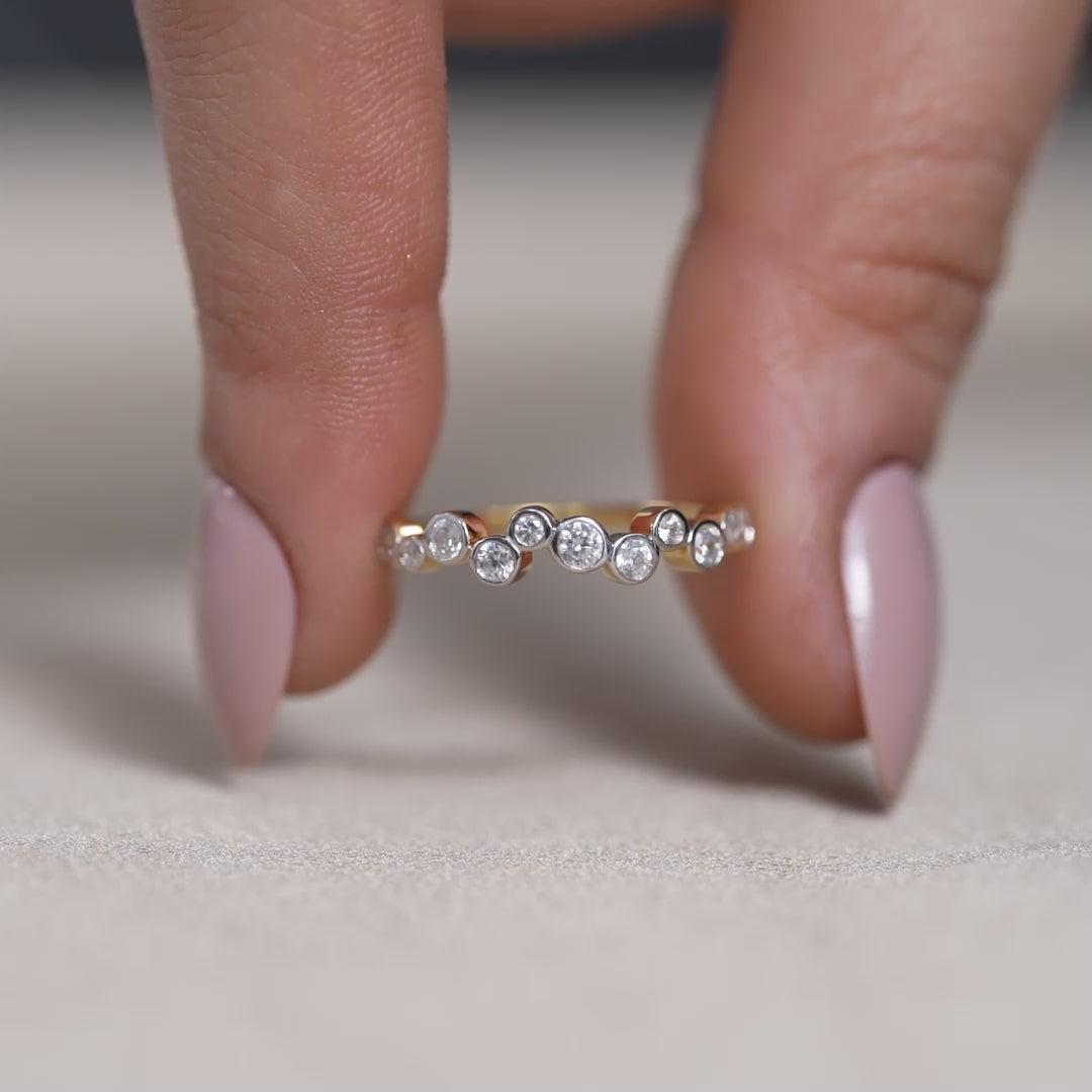 Round Lab Diamond Bezel Set Eternity Wedding Band