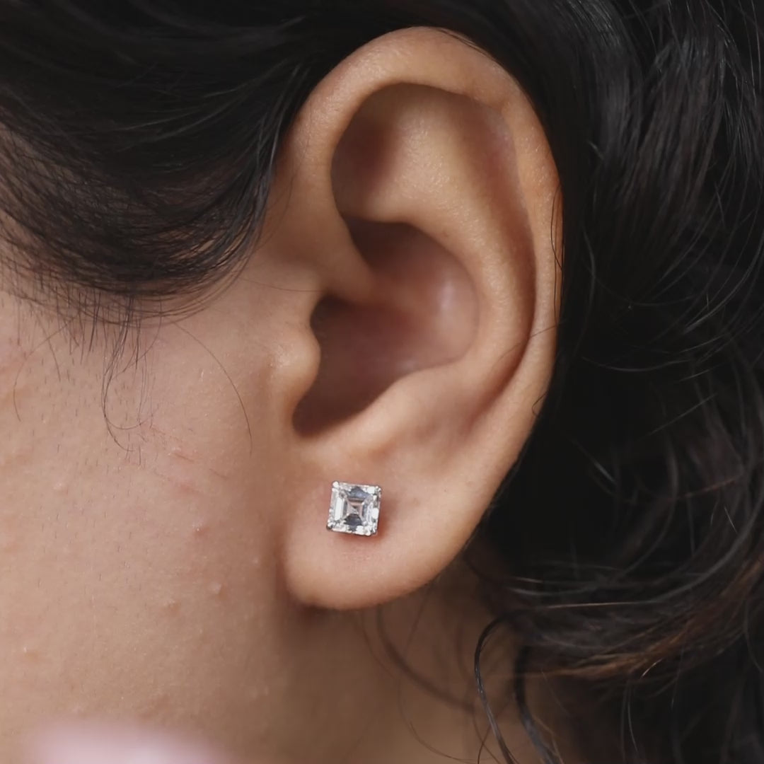 Asscher Cut Lab Diamond Stud Earrings
