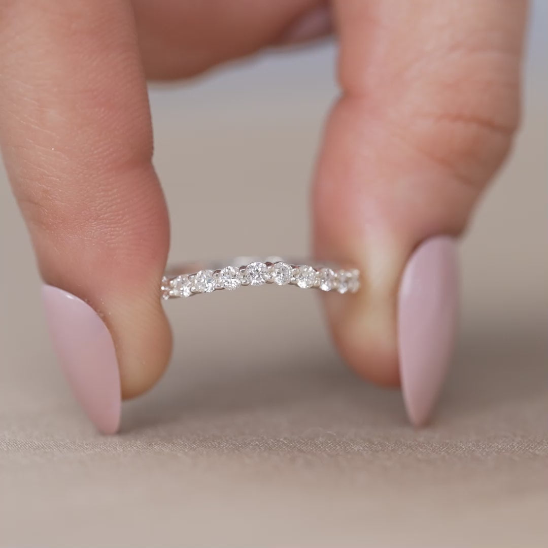 White gold eternity ring with round lab grown diamond band