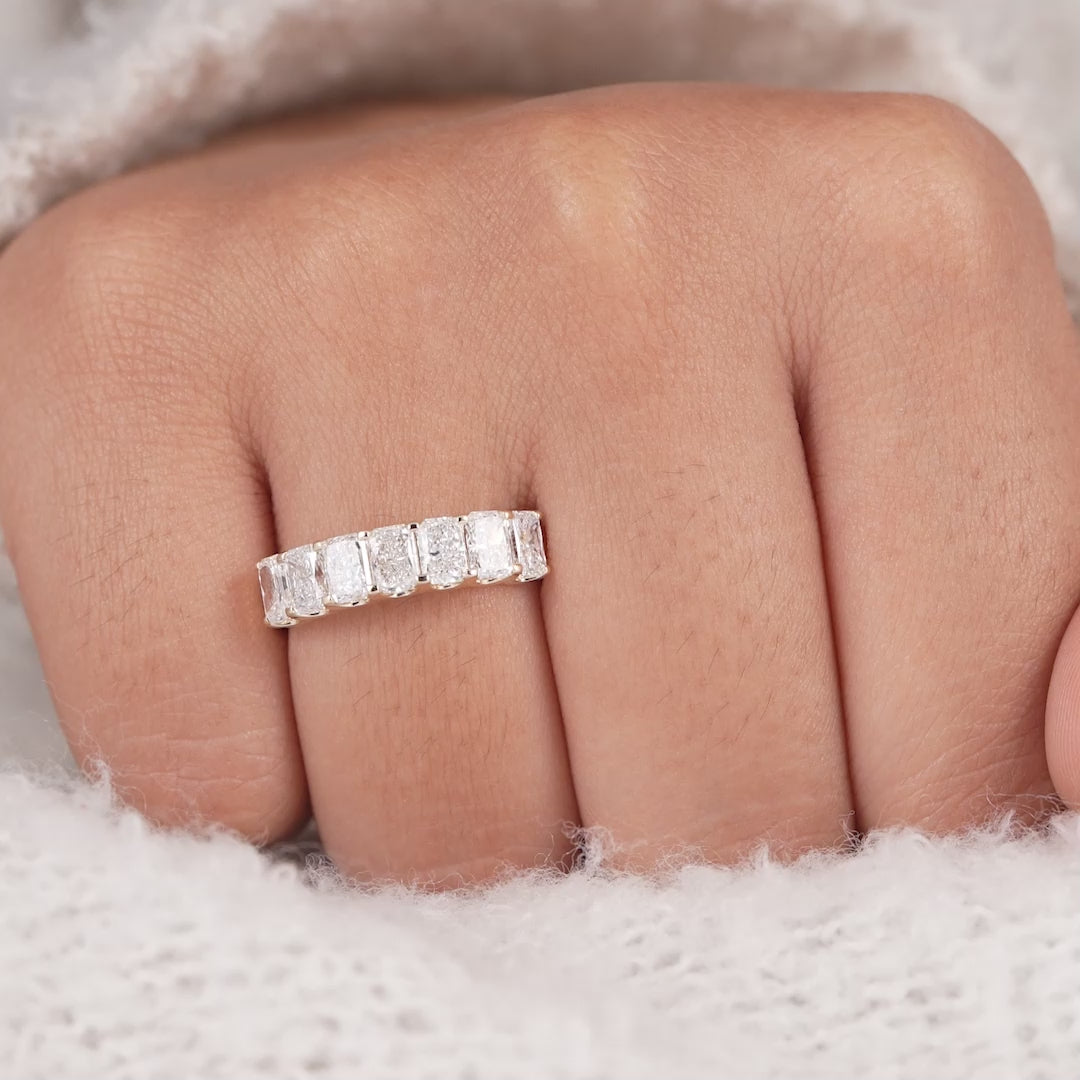 7 Stone Radiant Cut Lab Diamond Eternity Wedding Band