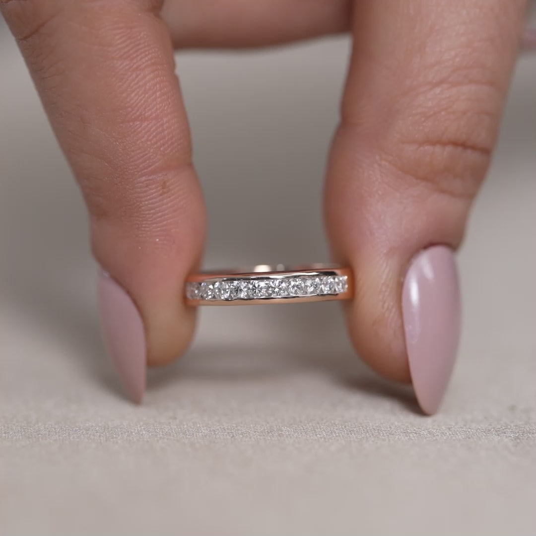 Channel Set Lab Diamond Half Eternity Wedding Band