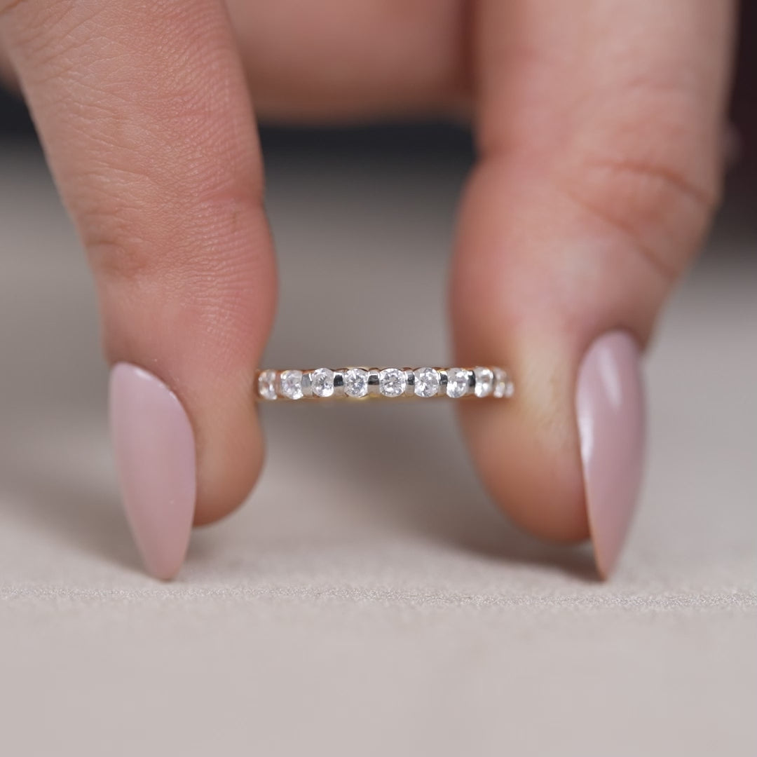 Elegant eternity ring featuring lab grown diamonds for wedding celebrations