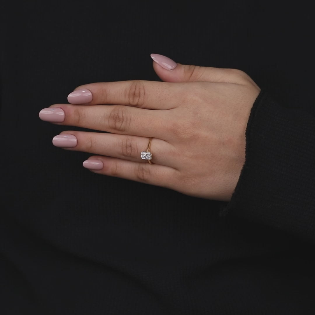 Anniversary gift solitaire ring with lab created radiant diamond