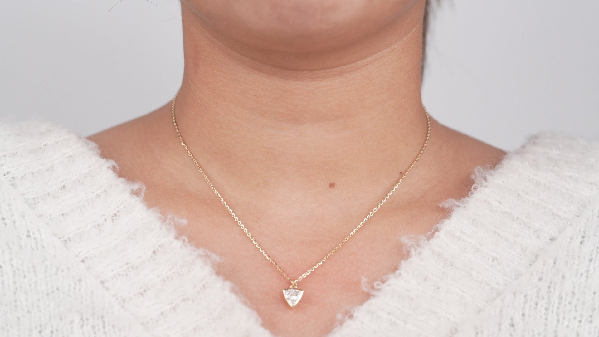 Bezel Set Trillion Lab Diamond Solitaire Pendant Necklace