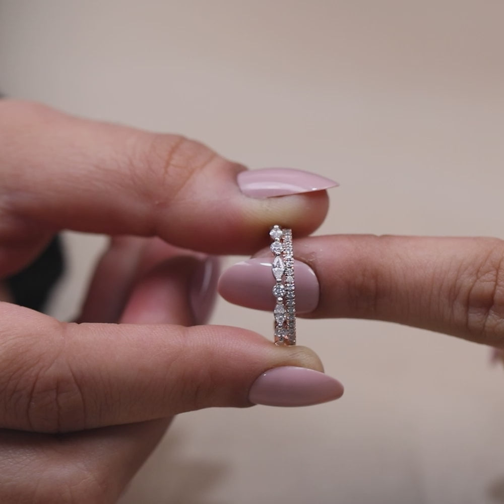 Double Row Lab Grown Diamond Eternity Wedding Band