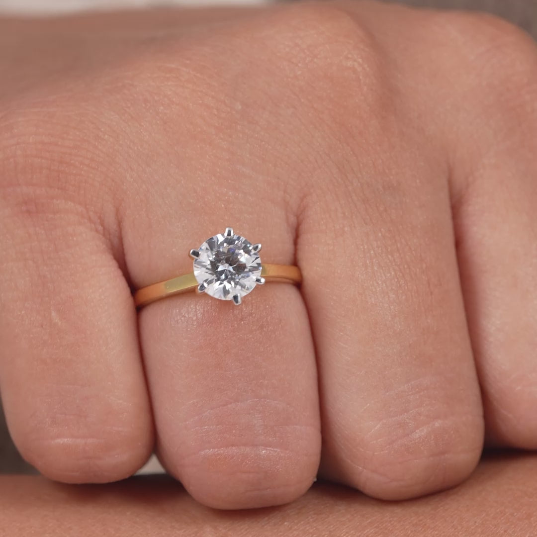 6 Prong Round Lab Grown Diamond Solitaire Engagement Ring