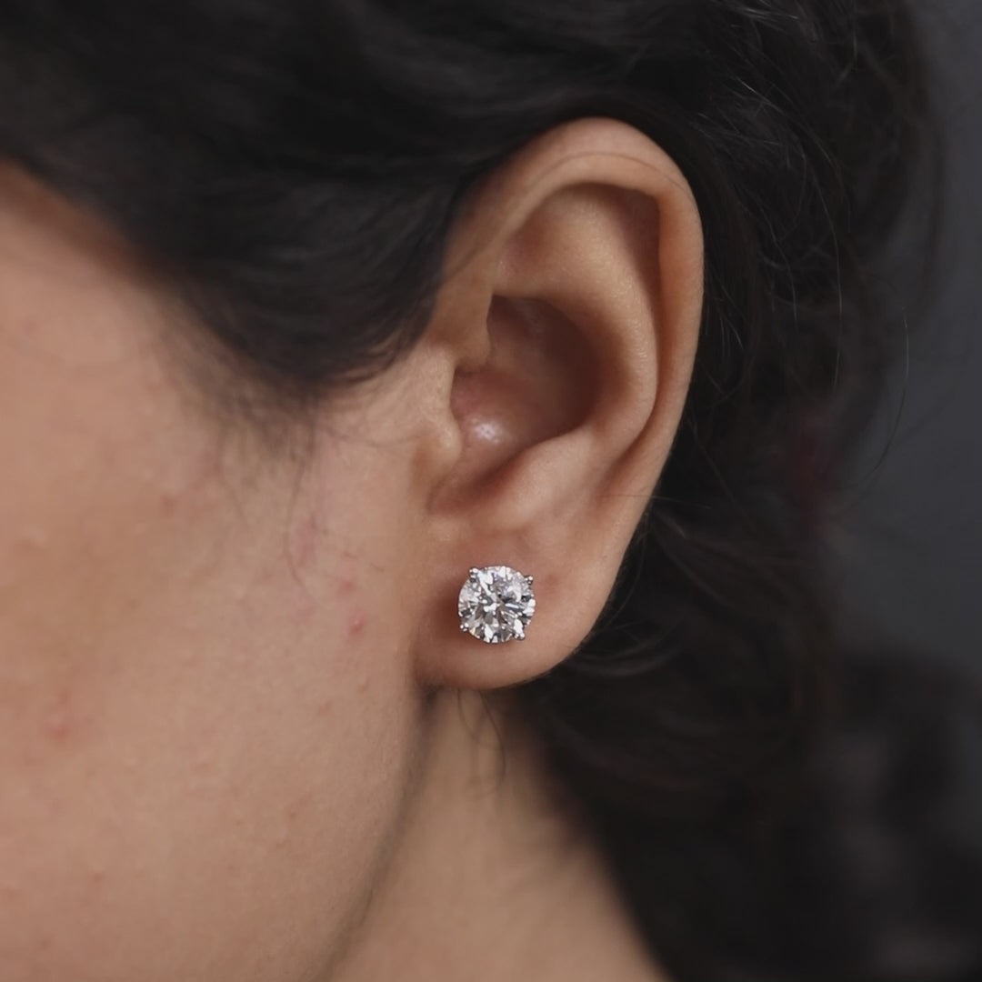 Minimal round lab created diamond studs ideal for an anniversary surprise