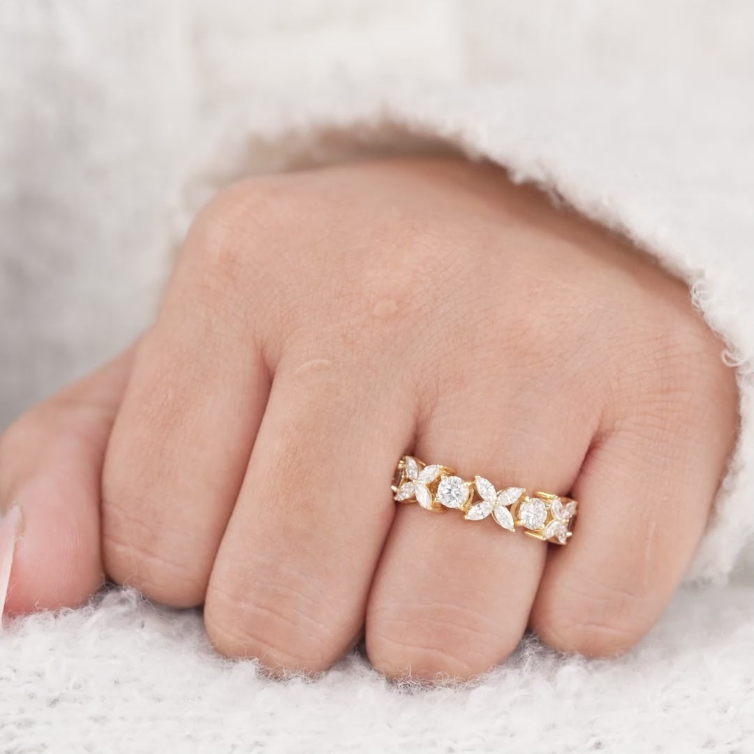 Floral Marquise & Round Lab Diamond Eternity Ring