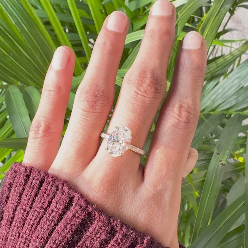 Oval Cut Hidden Halo Lab Grown Diamond Engagement Ring