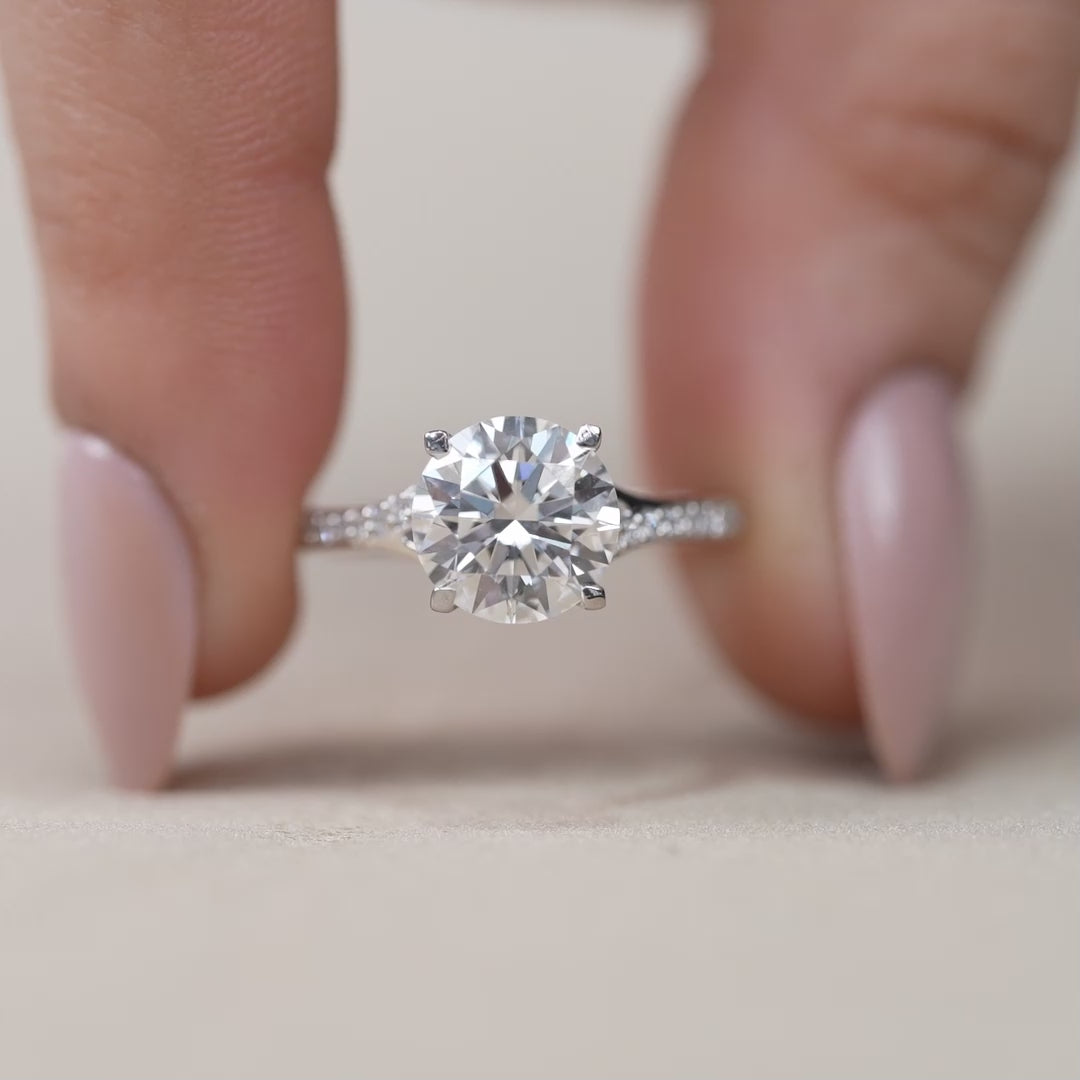 Round Diamond Solitaire Engagement Ring with Split Shank Band