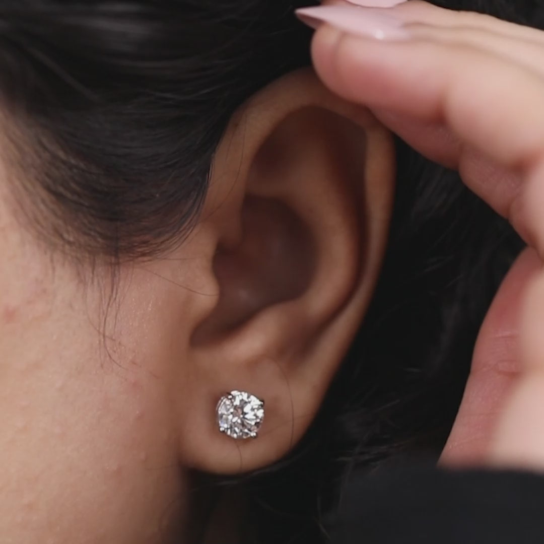 Round Cut Lab Grown Diamond Stud Earrings