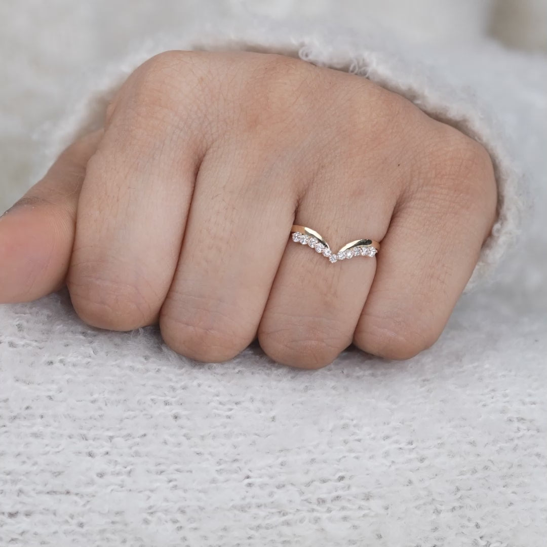Classic Curved Lab Diamond Wedding Band