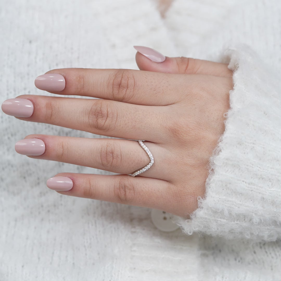 Lab grown diamond curved band perfect for engagement stacking