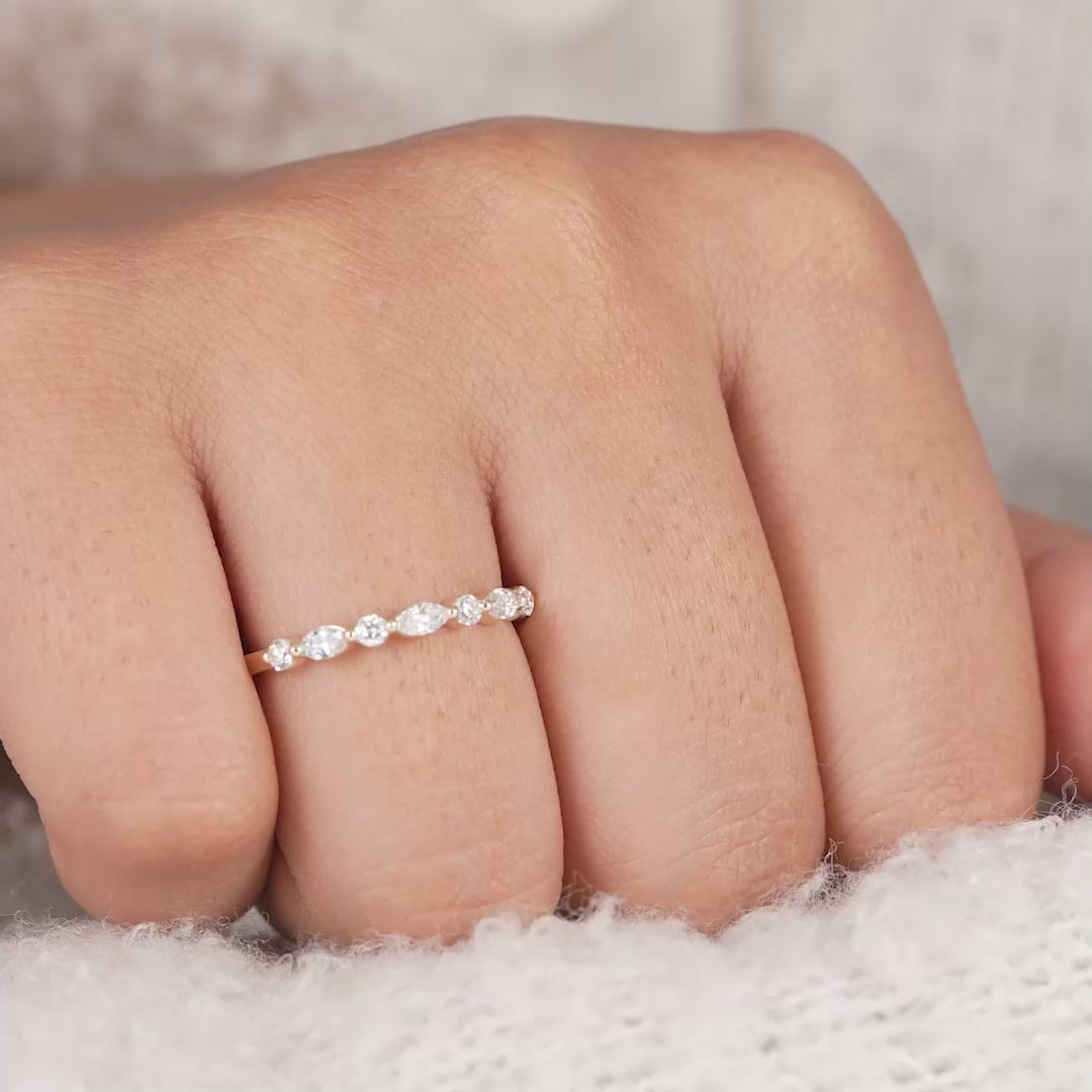 Marquise & Round Alternative Lab Diamond Eternity Wedding Band