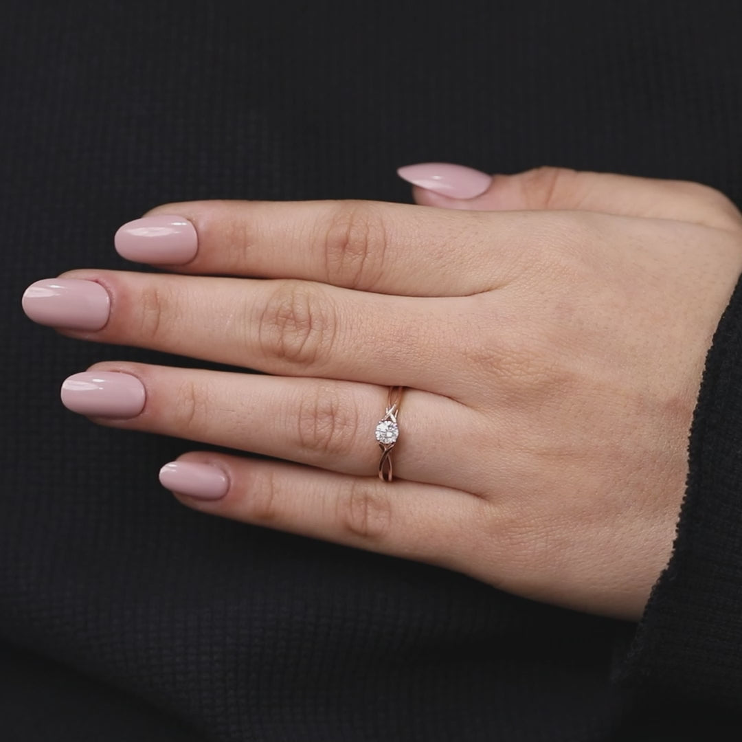 Round Lab Grown Diamond Solitaire Engagement Ring with Split Shank