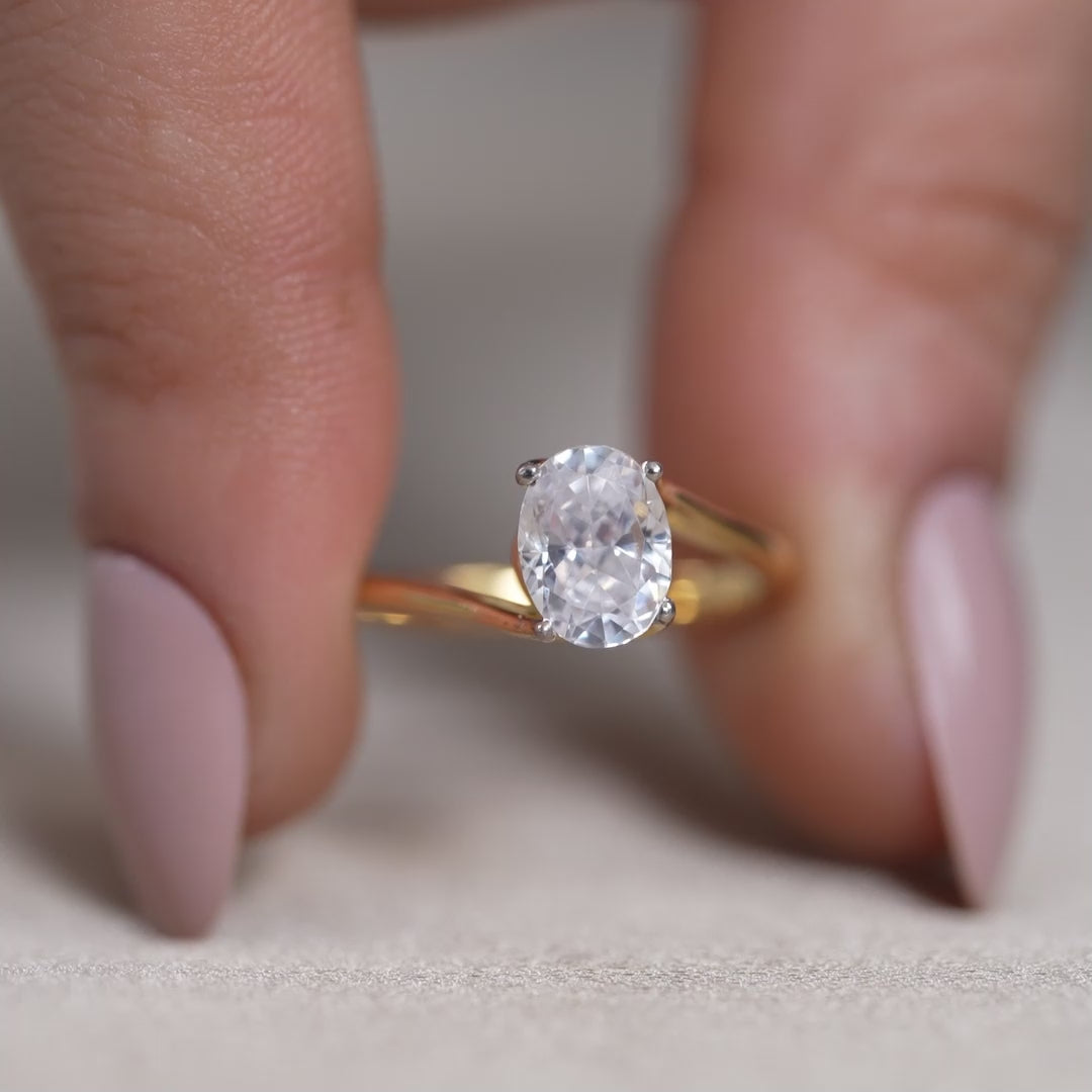 Oval Cut Lab Created Diamond Solitaire Engagement Ring