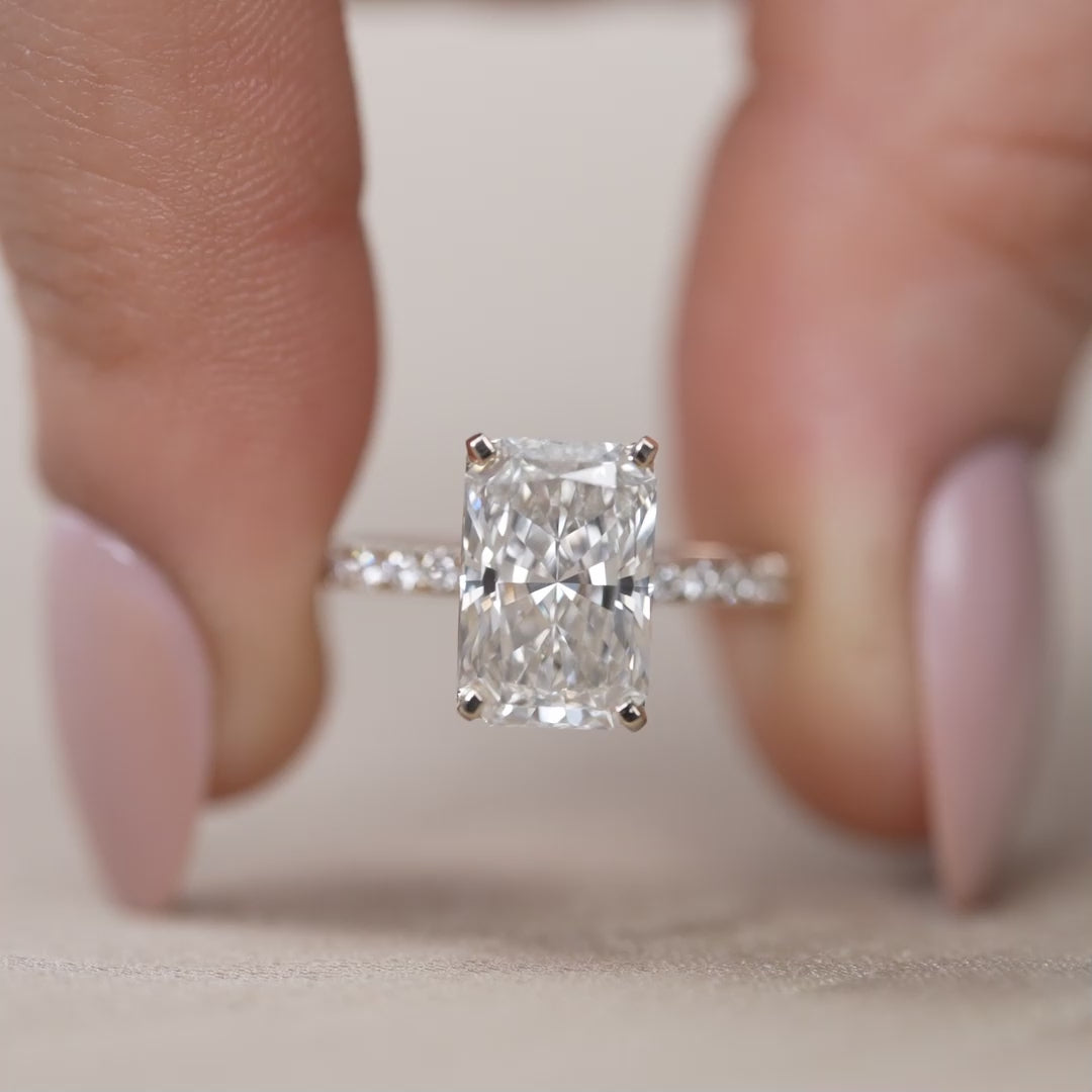 Radiant Cut Lab Diamond Solitaire Engagement Ring