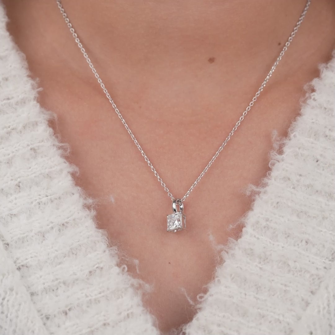 Princess Cut Lab Diamond Solitaire Pendant Necklace