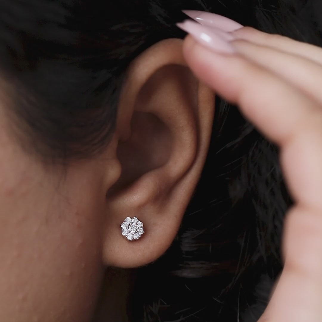 Floral Lab Grown Diamond Stud Earrings
