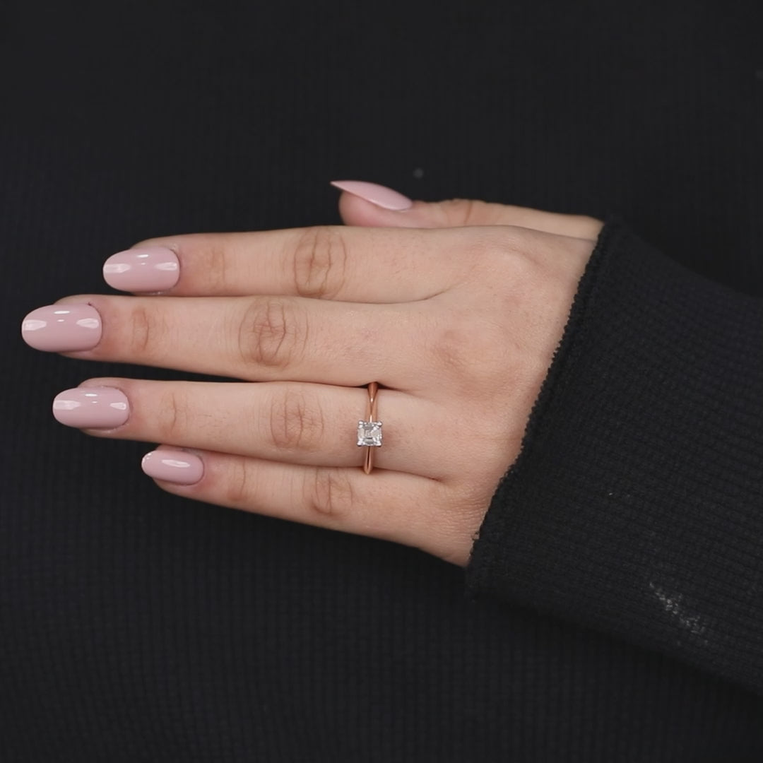 Vintage style ring featuring asscher lab created diamond anniversary