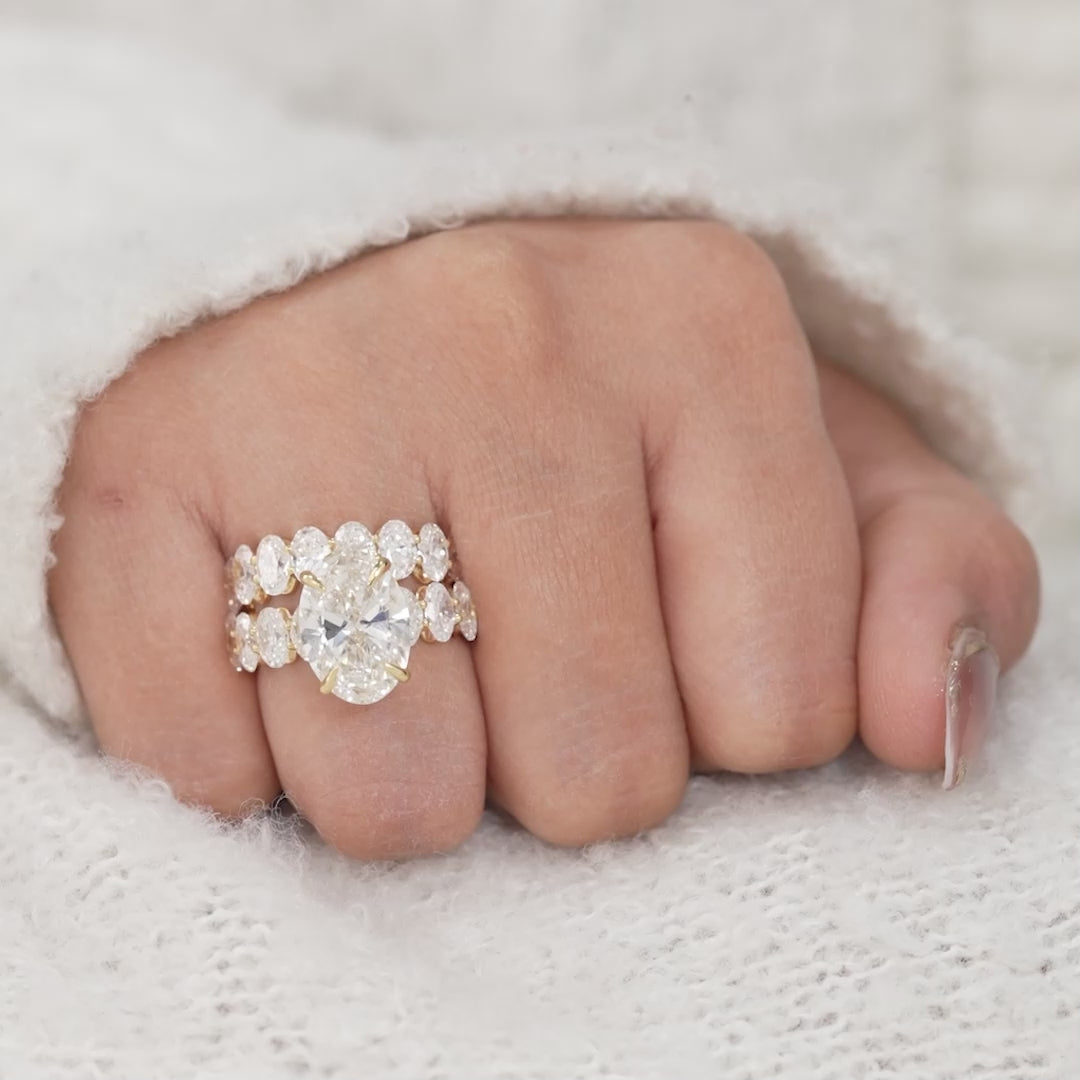 Oval Lab Diamond Engagement Ring with Matching Wedding Band