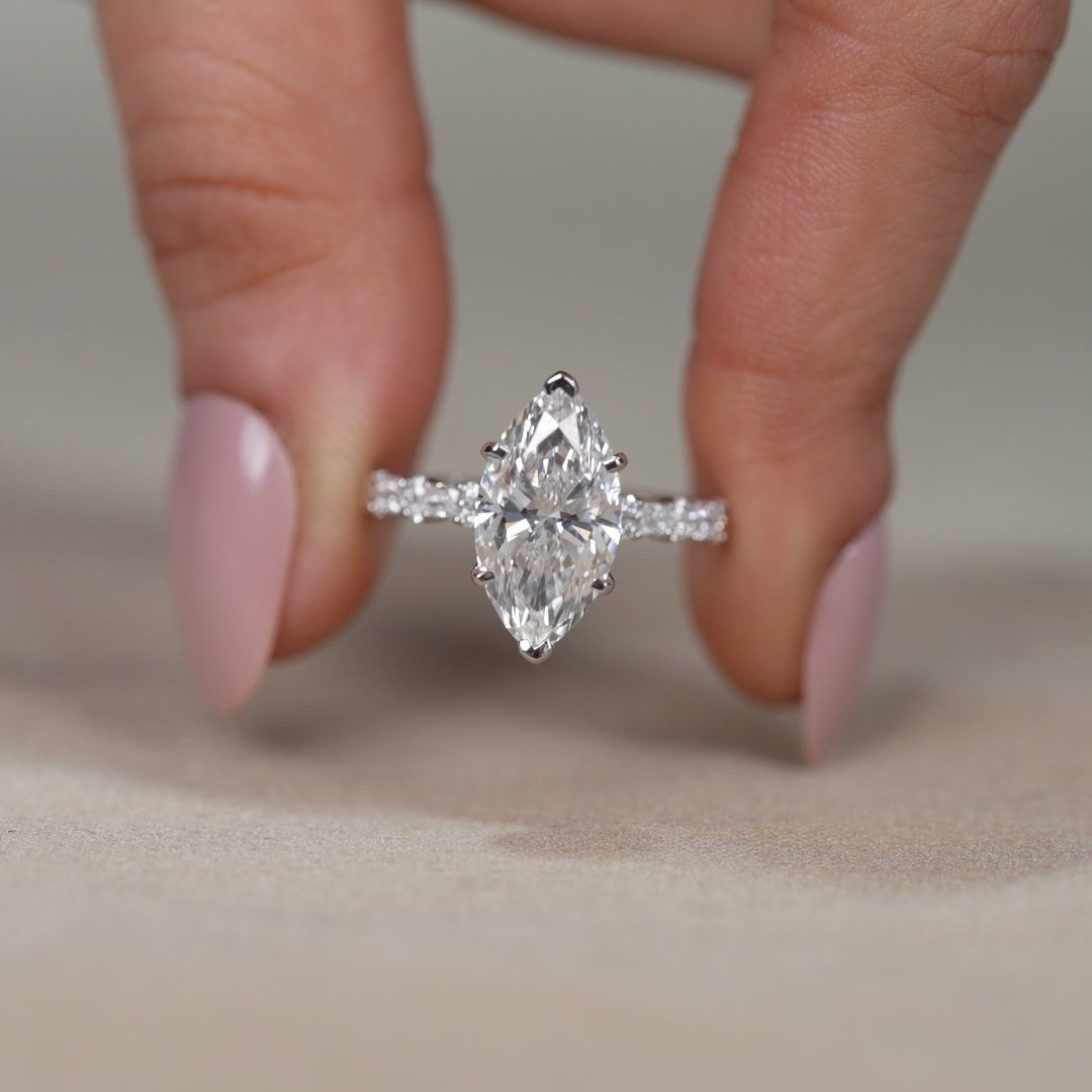 Lab grown diamond marquise cut ring meaningful birthday gift for wife