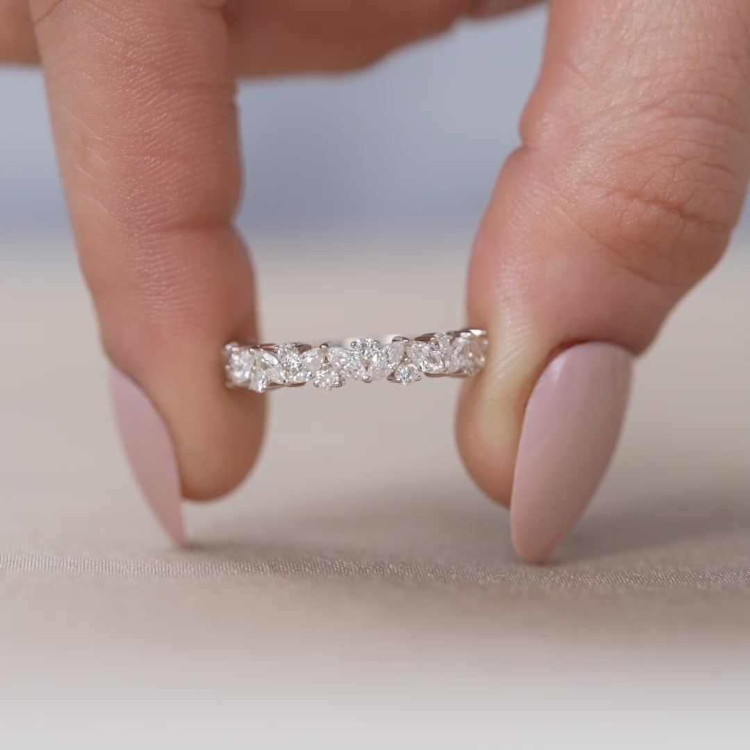 Elegant marquise lab grown diamond band with round accents