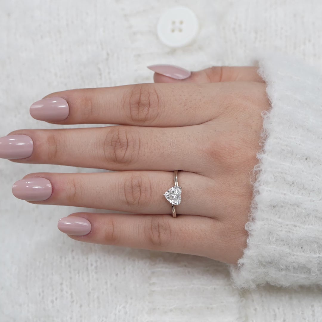 Heart Cut Lab Grown Diamond Solitaire Engagement Ring