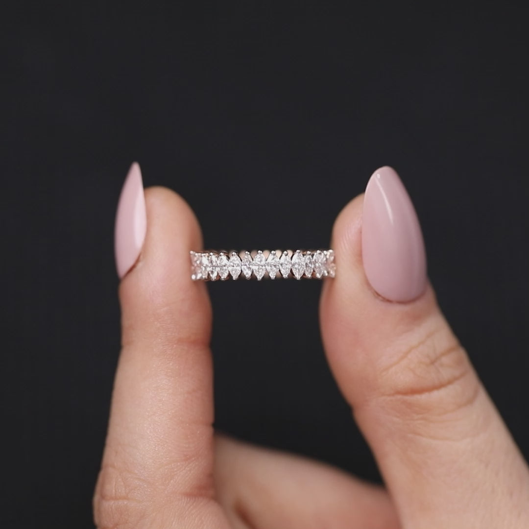 Marquise Cut Lab Grown Diamond Eternity Wedding Band