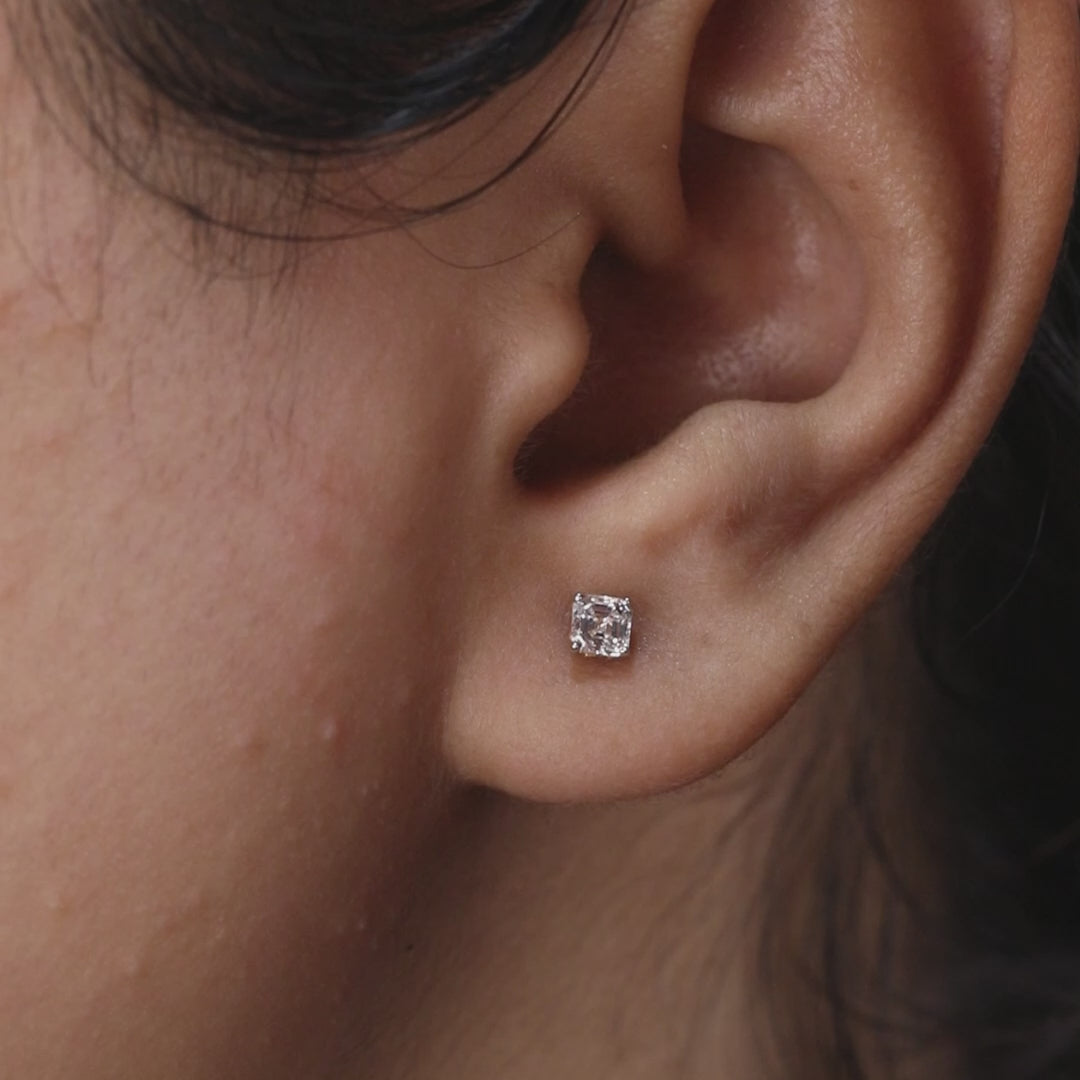 Asscher Cut Lab Diamond Stud Earrings