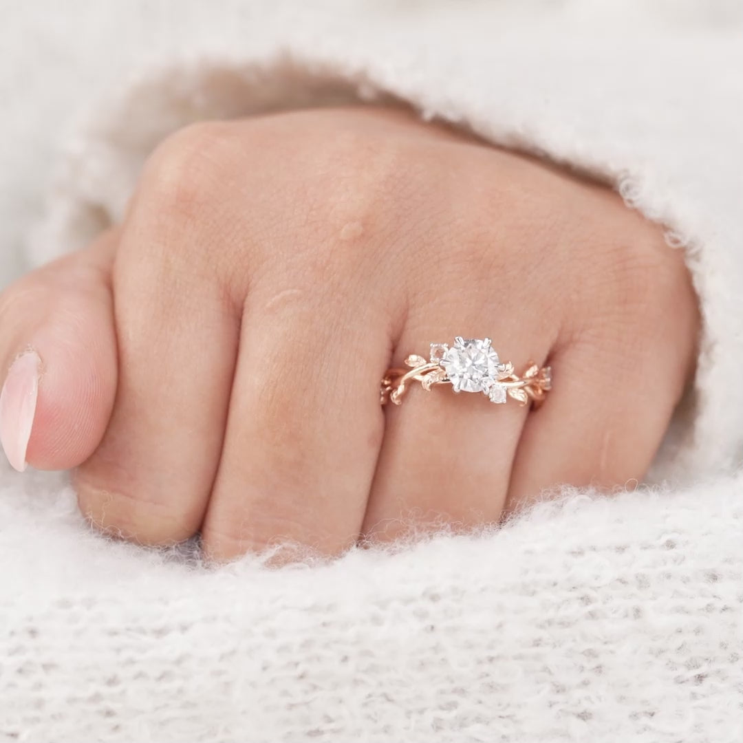 Vintage Inspired Round Lab Diamond Engagement Ring
