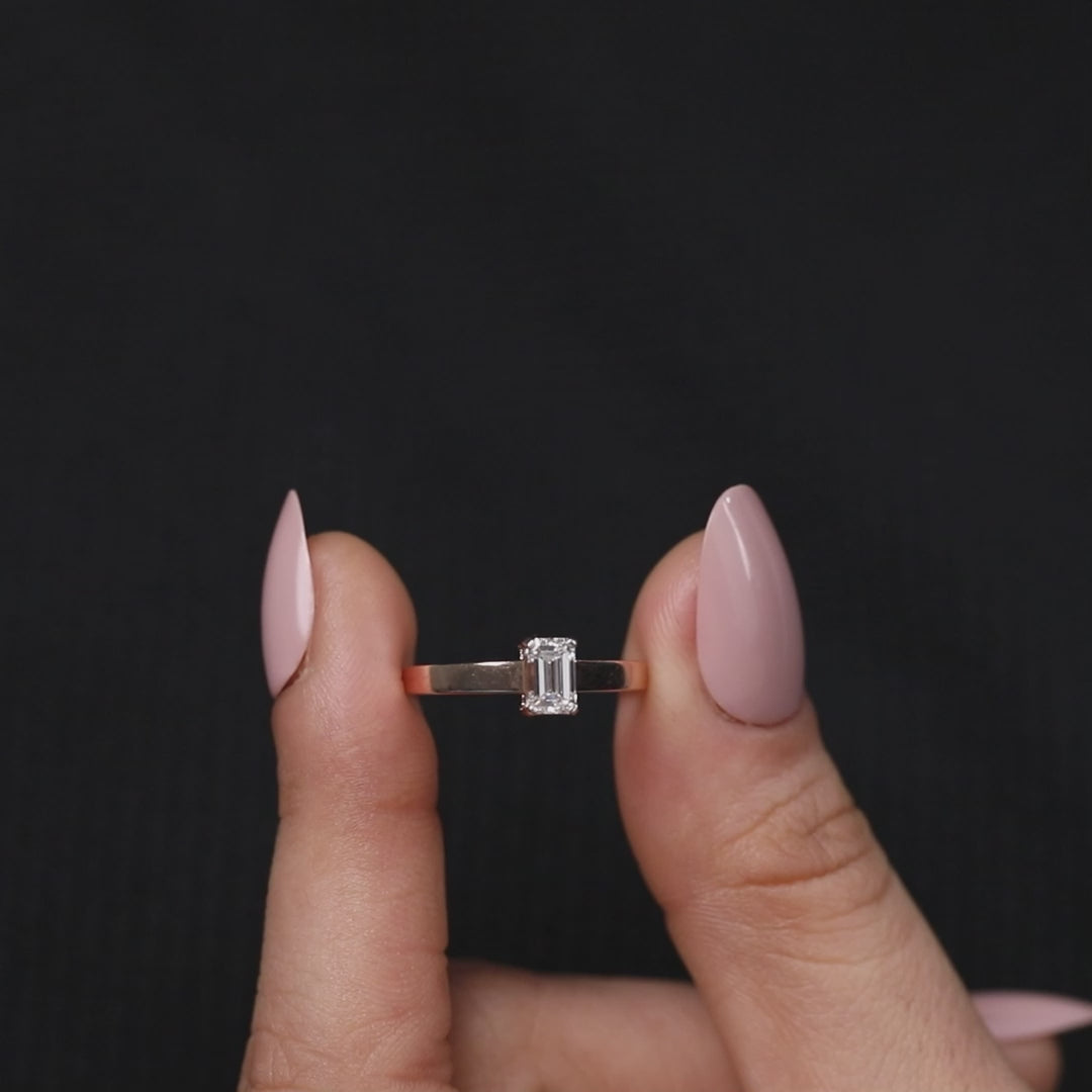 Emerald Lab Grown Diamond Solitaire Engagement Ring