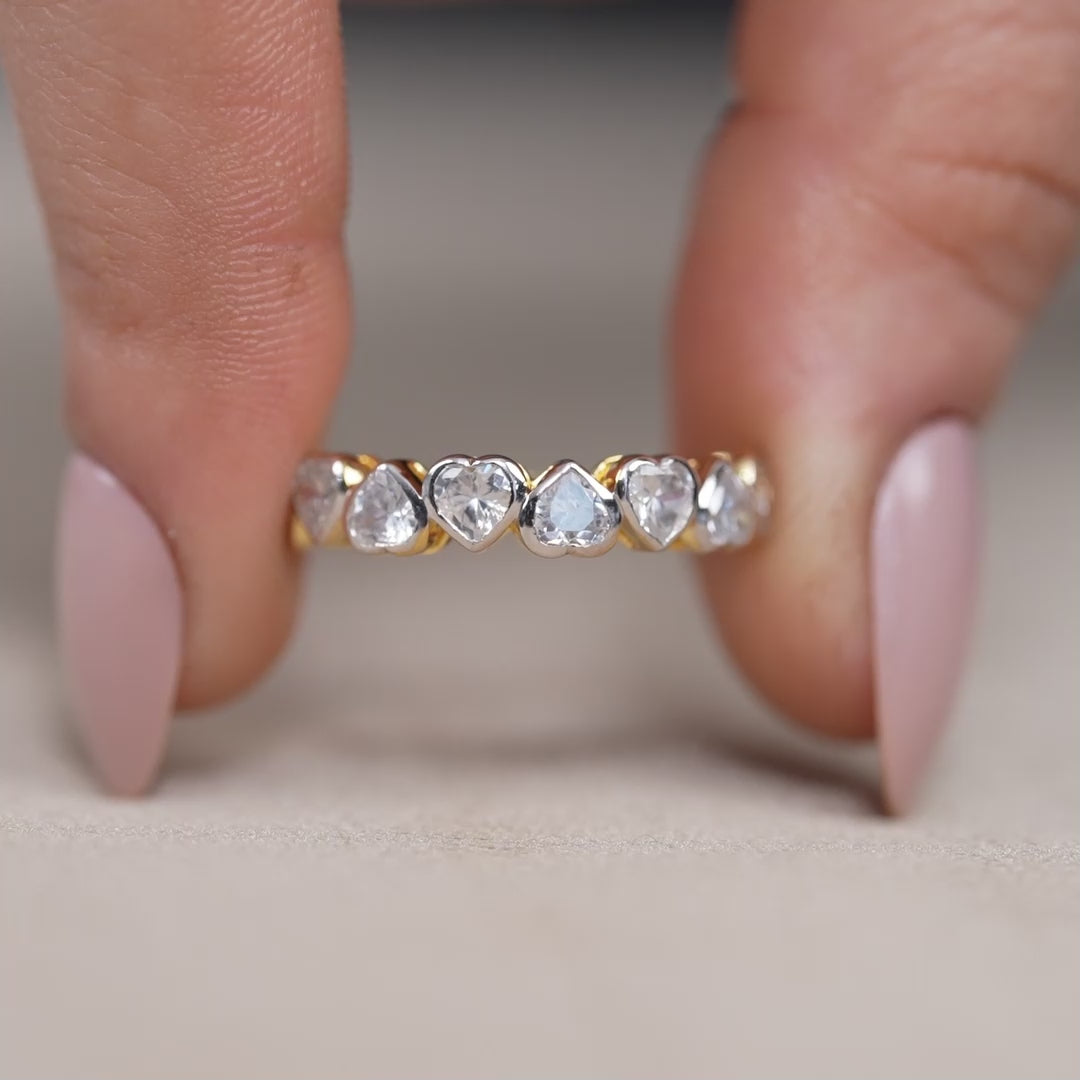 Heart Cut Lab Grown Diamond Bezel Set Eternity Band