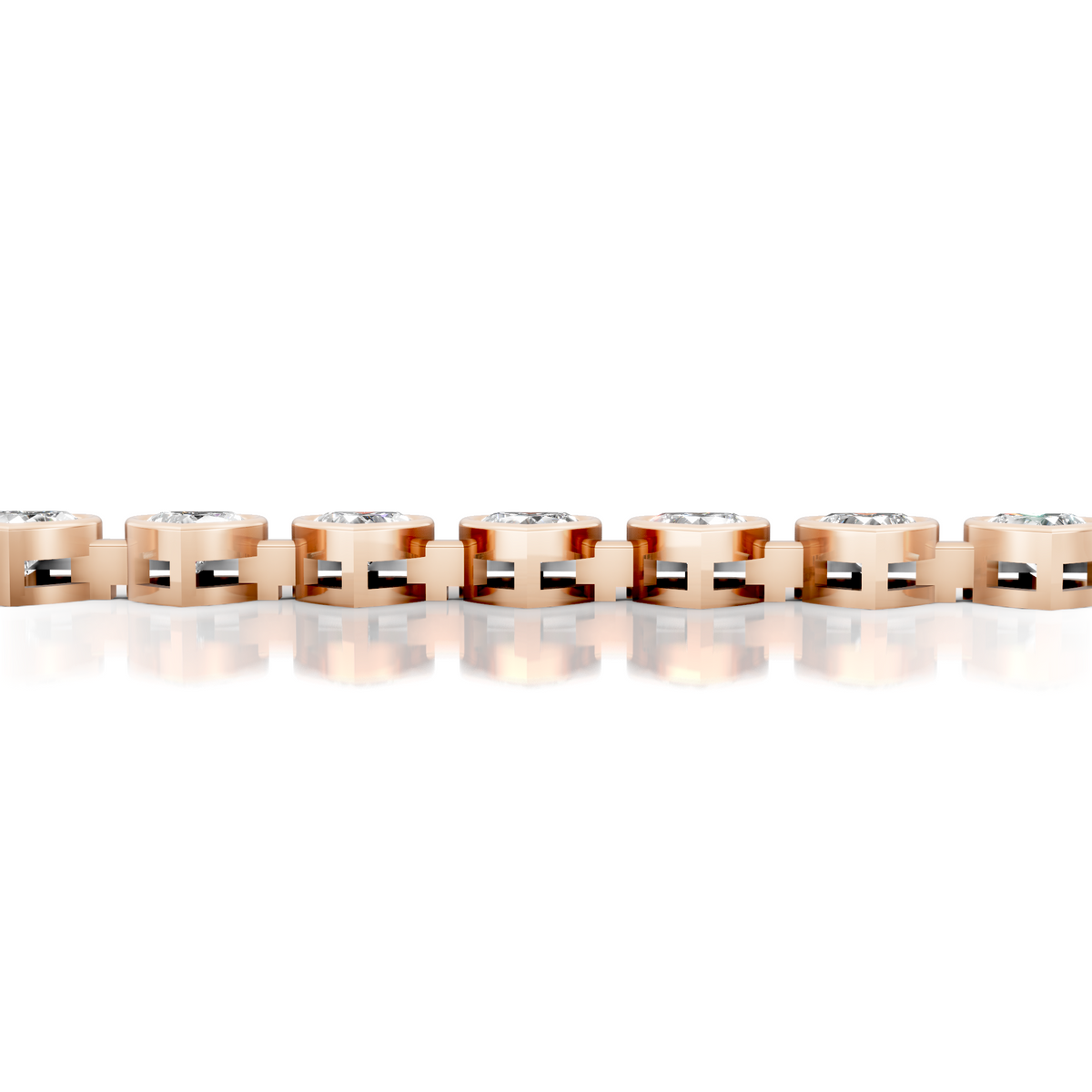 Bezel Set Heart Cut Lab Grown Diamond Tennis Bracelet, 14K Rose Gold Bracelet For Ena Martinovic
