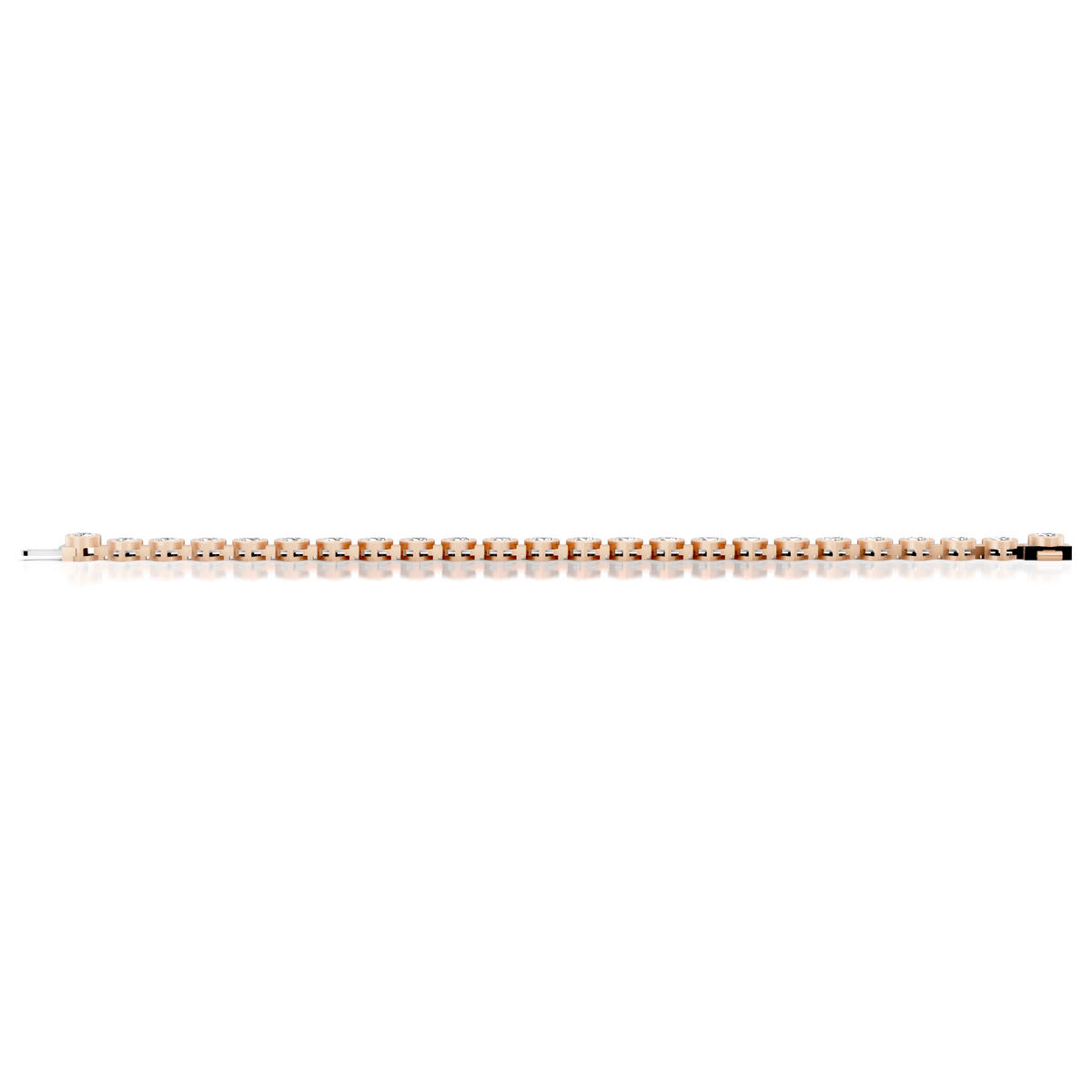 Bezel Set Heart Cut Lab Grown Diamond Tennis Bracelet, 14K Rose Gold Bracelet For Ena Martinovic